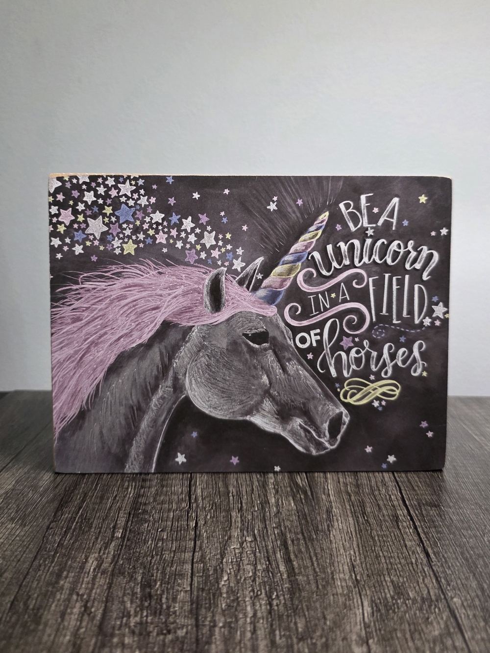 Unicorn Chalk Art Table Decor - Purple Mane
